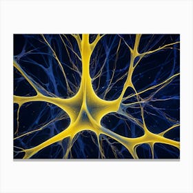 Microscopic View Of A Neuron With Glowing Dendrites And Synapses Firing 2 Canvas Print