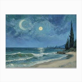 Starry Night Over The Coast Canvas Print