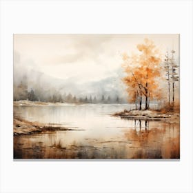 A Painting Of A Lake In Autumn 70 Canvas Print