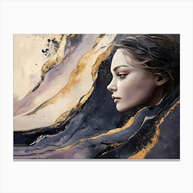 Abstract Marble Portrait Of A Woman. Canvas Print