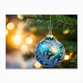 Closeup Photo Of Christmas Ornament Captured Mid Shimmer As It Reflects Festive Lighting Intricate (2) Canvas Print