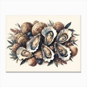 Delicate Layers Of Coastal Beauty Represented by Oysters With Friends Canvas Print