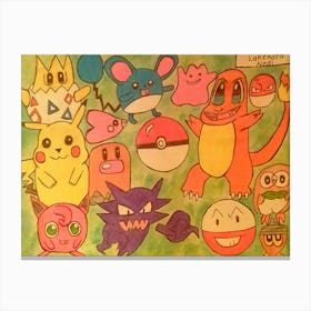 Pokemon Mix Drawing Canvas Print