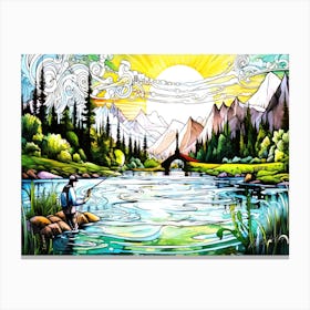 Oasis Fishing - Fisherman In The River Canvas Print