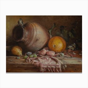 Still life with melon Canvas Print