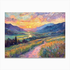 Western Sunset Landscapes Montana 3 Canvas Print