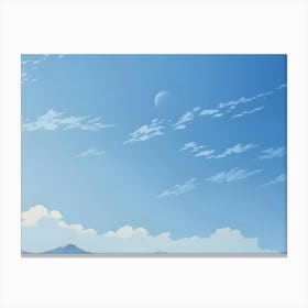 Japanese Mountain Landscape With Blue Sky And Clouds Canvas Print