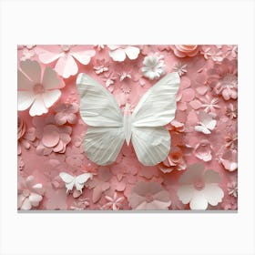Butterfly On A Pink Background Canvas Print