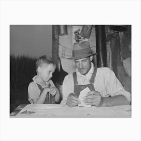 Day Laborer With Son Playing Penny Ante Poker, He Is A Worker In The Cane Fields Near New Iberia, Louisiana By Russell Canvas Print