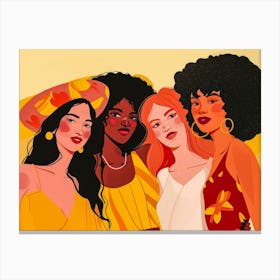 Four Women With Afros Canvas Print