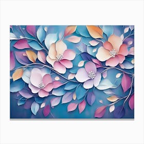 Multicolor Flower With Leaves 1 Canvas Print