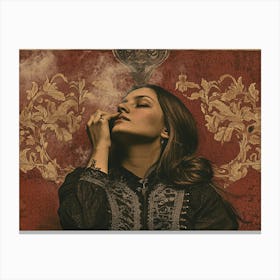 Woman Smoking A Cigarette Canvas Print