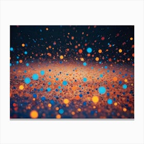 Abstract Background With Colorful Bokeh Circles In Blue, Orange, And Yellow Against A Dark Background, Resembling Fireworks Or A Shower Of Sparks Canvas Print