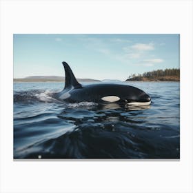 Realistic Photography Of Orca Whale Coming Up For Air 2 Canvas Print