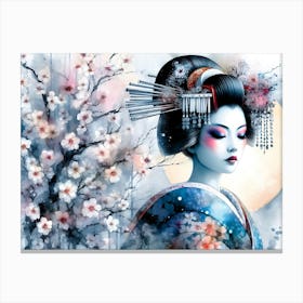 Geisha by Tree Canvas Print