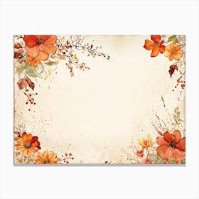 Autumnal Vintage Greeting Card Featuring Watercolor Floral Arrangements In Shades Of Burnt Orange R (2) Canvas Print