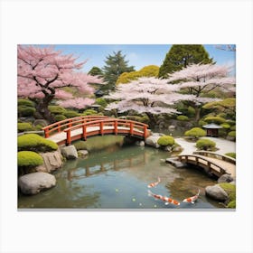 Japanese Koi Pond Paintings Art Print Canvas Print