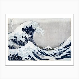 The Great Wave Off Kanagawa Grey Canvas Print