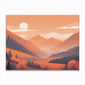 Misty mountains horizontal background in orange tone 169 Canvas Print