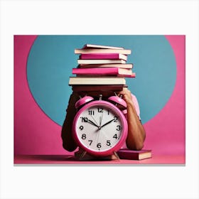 Alarm Clock With Books Canvas Print