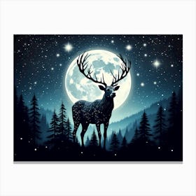 Deer In The Moonlight Canvas Print