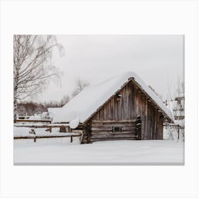 Rustic Snowy Barn Canvas Print
