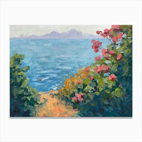 Roses By The Sea oil painting Canvas Print