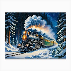 Christmas Train in the Woods 1 Canvas Print