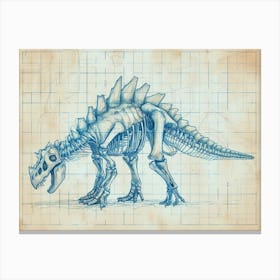 Stegosaurus Skeleton Hand Drawn Blueprint 2 Canvas Print