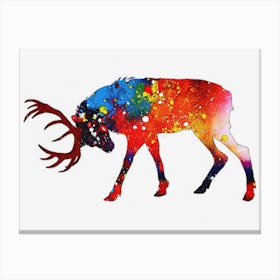 Animal Negative Space ― Elk ― Deer Family Canvas Print