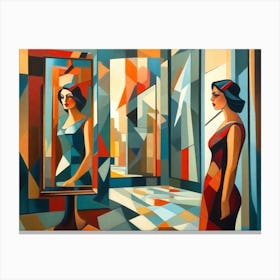 Woman In A Mirror 4 Canvas Print