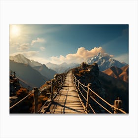 A Bridge To The Mountain Peak Canvas Print