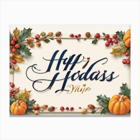 Curved Calligraphy Lines Shaping The Words Happy Holidays Inscribed In A Festive Script Forming (2) 2 Canvas Print