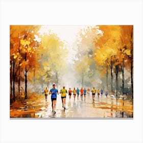 Runners In The Rain Canvas Print