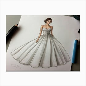 Wedding Dress Drawing 2 Canvas Print