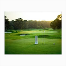 Evening Glow Softly Embracing A Serene Golf Course As A Golfer Swings A White Driver Amidst The Acti (5) Stampe su tela