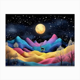 Moon And Stars Canvas Print