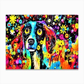 Dog And Daisies - Beagle Painting Canvas Print