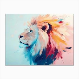 Lion Animal Abstract Art In Pastel Colors 2 Canvas Print