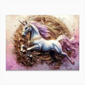 Fantasy Illustration Of A Wild Unicorn Horse 2 Canvas Print