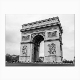 Black And White Arc De Triomphe Paris Canvas Print