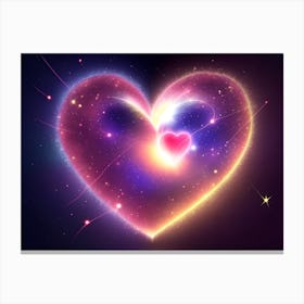 A Colorful Glowing Heart On A Dark Background Horizontal Composition 4 Canvas Print