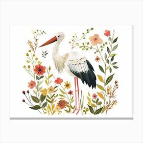 Little Floral Stork 1 Canvas Print