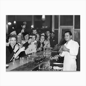 Prohibition, Bartender, Black and White Old Photo, Vintage Bar Decor Canvas Print