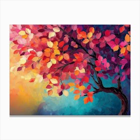 Elegant Colorful Tree With Vibrant Leaves Hanging Branches Illustration Background 5 Canvas Print