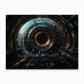 3default Black Hole Above It Gas Giant Tube With Rings As Suppo 1 Canvas Print