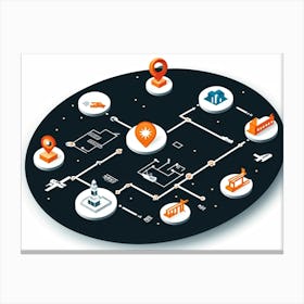 A Detailed Graphic Illustration Of Global Positioning System Icons And Symbols Floating Seamlessly (5) Canvas Print