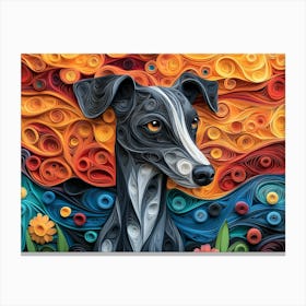 Greyhoun Paper Quilling Dog Portrait Canvas Print