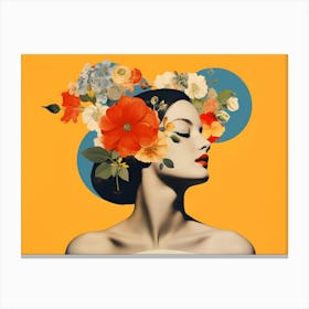 Woman With Flowers On Her Head 8 Canvas Print