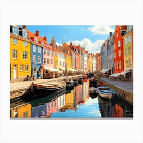 Colorful Houses In Copenhagen Canvas Print